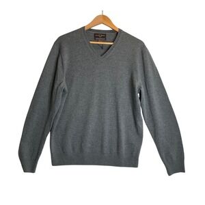 Black Brown 1826 Sweater 100% Extra Fine Merino Wool Grey Pullover V-Neck L‎